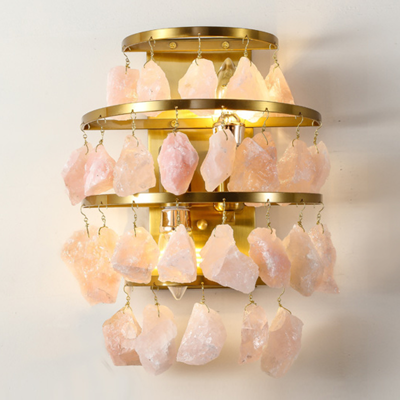 Hardis Pink stone Wall Lamp Латунь Дымчатая Роза в Воронеже | Loft Concept 