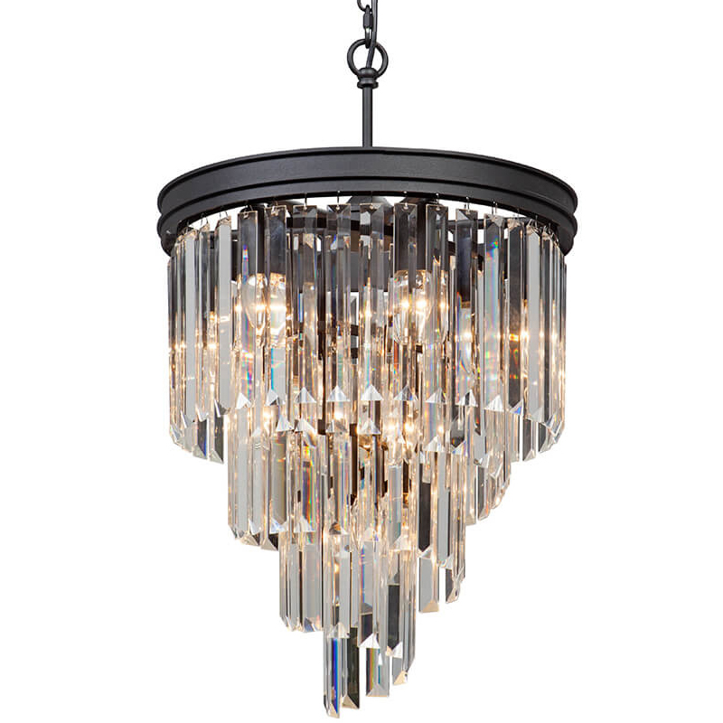 Люстра Odeon Chandelier Helix Black каскад прозрачное стекло  D 48 Прозрачное Стекло Черный матовый в Воронеже | Loft Concept 