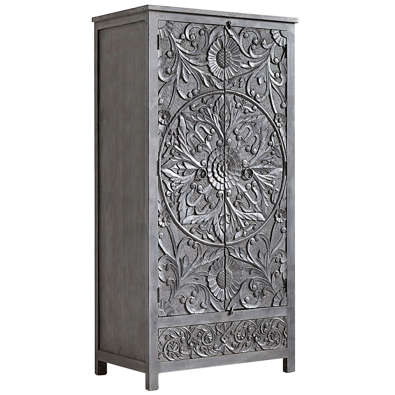 Шкаф Indian Antique White Furniture Cupboard Devan серый Серый в Воронеже | Loft Concept 