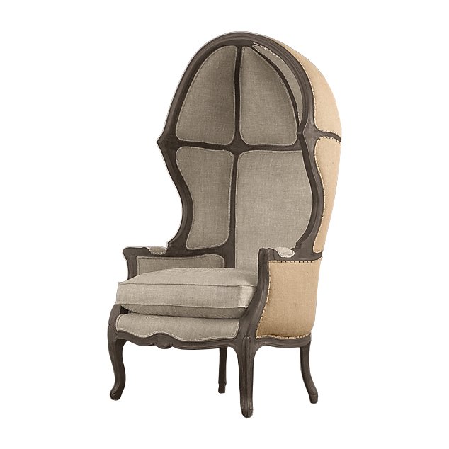 Кресло купол RH Versailles Domed Burlap Backed Chair ivory ( слоновая кость ) Серый Дерево Акация в Воронеже | Loft Concept 