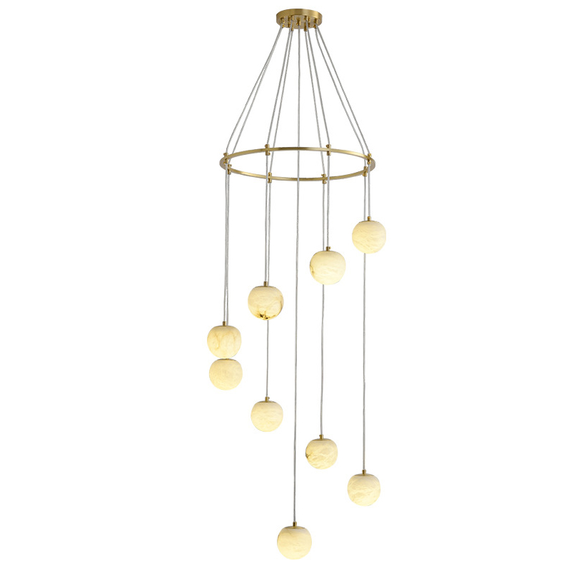 Каскадный Cветильник 9 подвесок Шариков из натурального мрамора Nine Marble Balls Lamp Золотой Каскадный Cветильник 9 подвесок Шариков из натурального мрамора Nine Marble Balls Lamp Золотой в Воронеже | Loft Concept