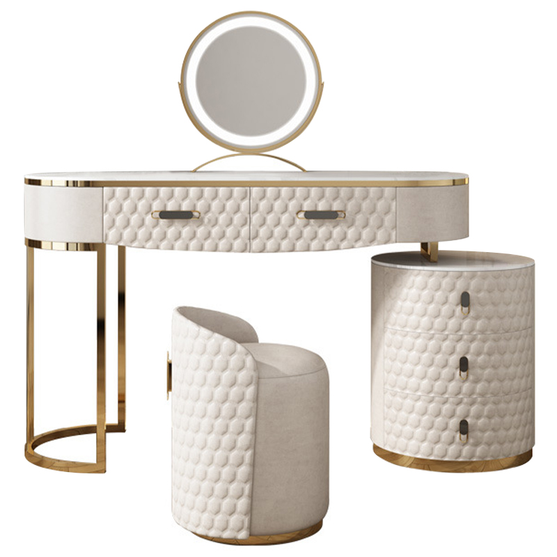 Трельяж Kathryn Bedroom Dressing Table White Белый Глянцевое золото Белый Мрамор Bianco в Воронеже | Loft Concept 