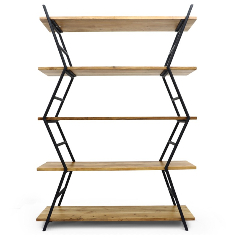Стеллаж Industrial Zigzag Light Wood Коричневый Черный в Воронеже | Loft Concept 