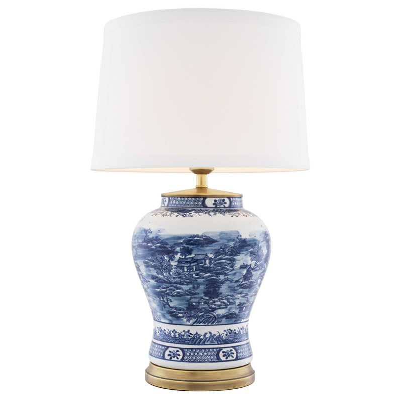 Настольная лампа Eichholtz Table Lamp Chinese Blue Белый Синий Латунь Античная полированная в Воронеже | Loft Concept 