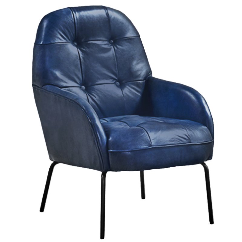 Кресло SHAPKIN LEATHER ARM CHAIR BLUE Синий Черный в Воронеже | Loft Concept 