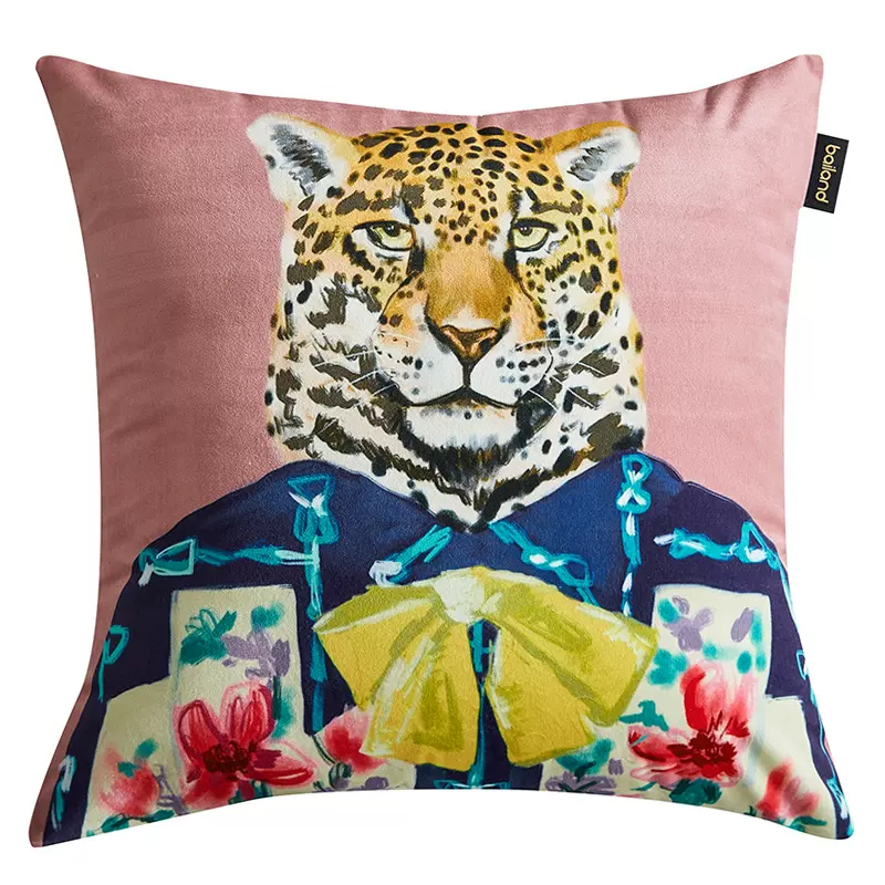 Декоративная подушка Стиль Gucci Leopard Fashion Animals Cushion Pink Розовый Мульти в Воронеже | Loft Concept 