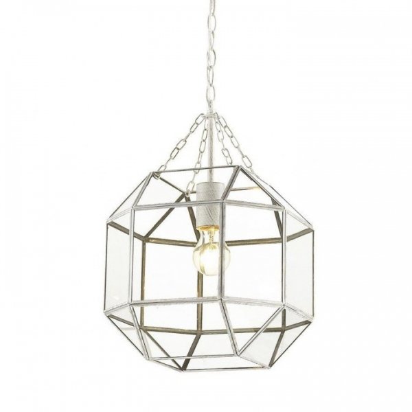 Подвесной светильник Glass & Metal Cage Pendant White Белый в Воронеже | Loft Concept 