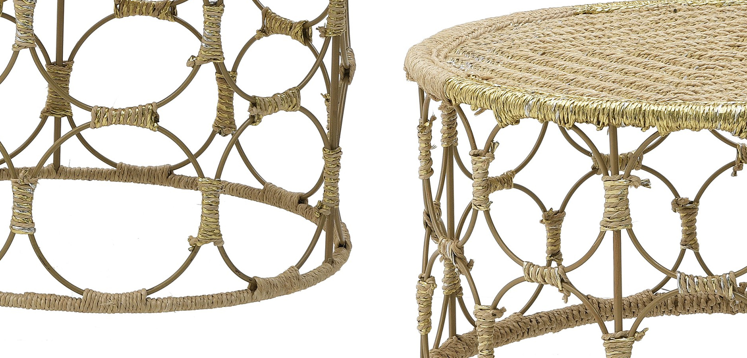 Комплект кофейных столиков Jute Metal Coffee Tables - фото