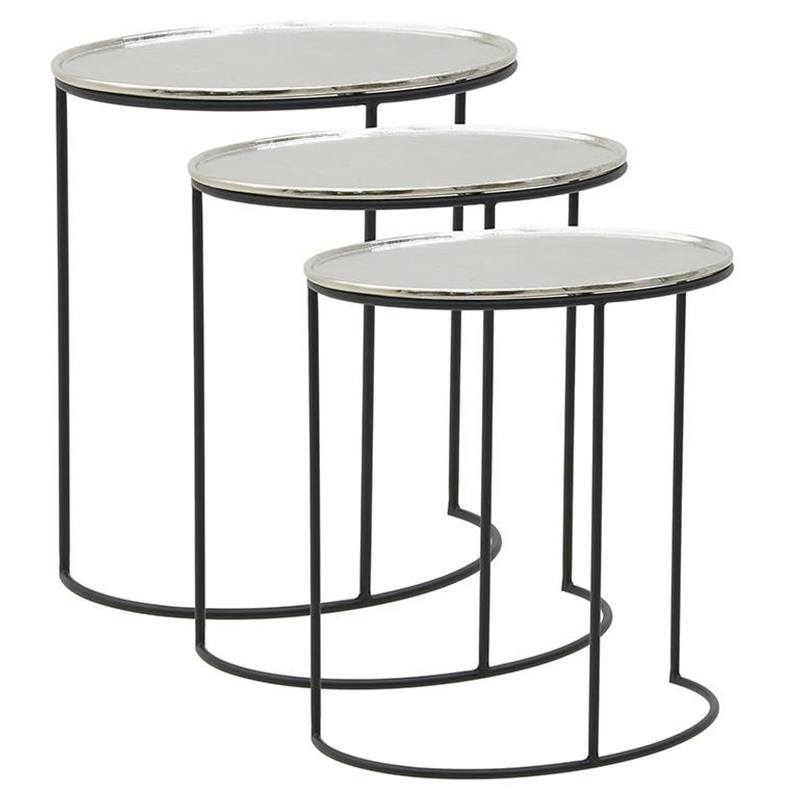 Комплект из 3-х приставных столов Heather Side Tables Черный Серебряный Комплект из 3-х приставных столов Heather Side Tables Черный Серебряный в Воронеже | Loft Concept