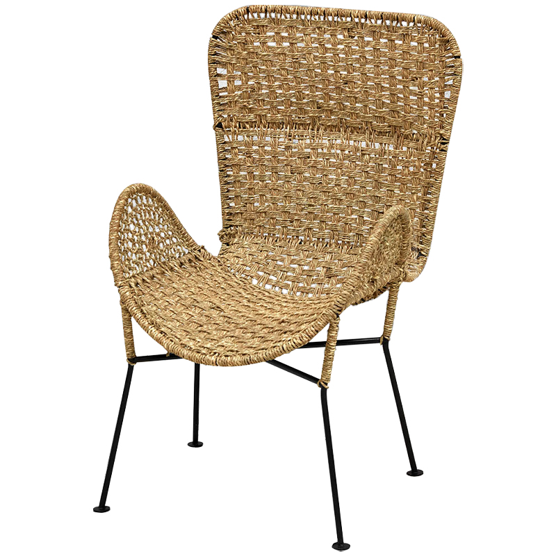 Плетеный стул на металлических ножках Tong Wicker Chair Коричневый Черный в Воронеже | Loft Concept 