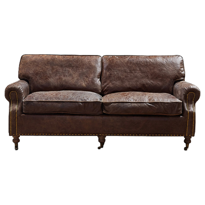 Диван RH CLASSIC LANCASTER Brown leather double Коричневый в Воронеже | Loft Concept 