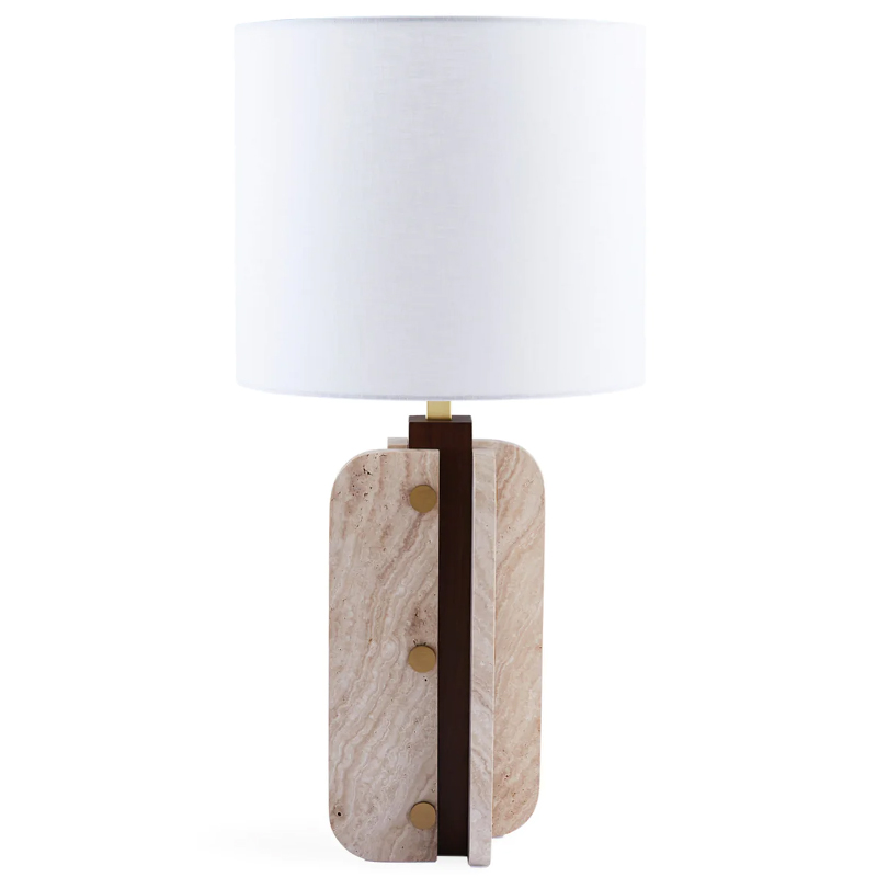 Настольная лампа TOPANGA COLUMN TABLE LAMP Белый Латунь Коричневый Бежевый в Воронеже | Loft Concept 