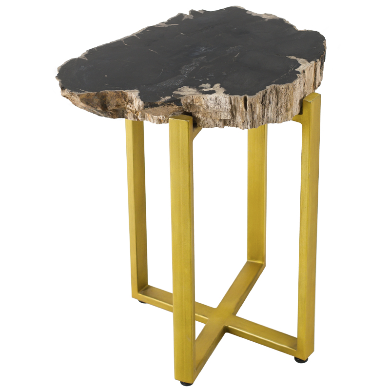 PETRIFIED WOOD COFFEETABLE GOLD S Окаменелое дерево Золотой Бежевый Черный в Воронеже | Loft Concept 