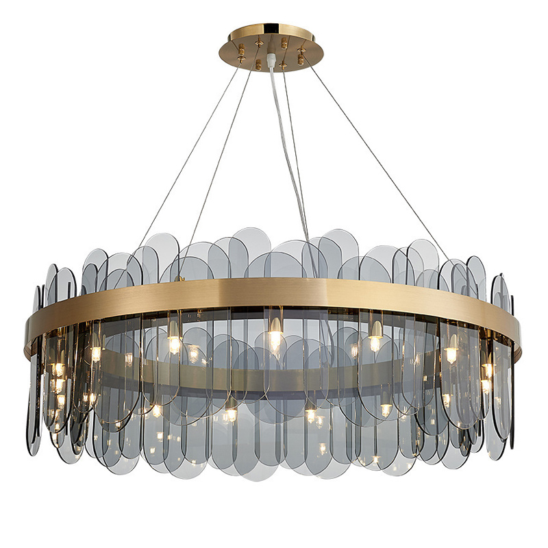 Люстра Blount Chandelier Smokey Латунь Стекло Смок в Воронеже | Loft Concept 