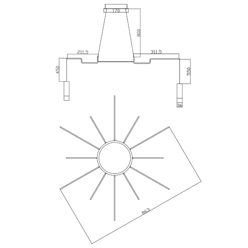 Wireflow LED White Suspension lam 12 патронов в Воронеже