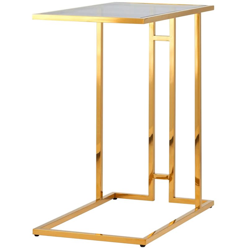 Стол приставной Lasker Milan Tables Gold Золотой Стекло Смок в Воронеже | Loft Concept 