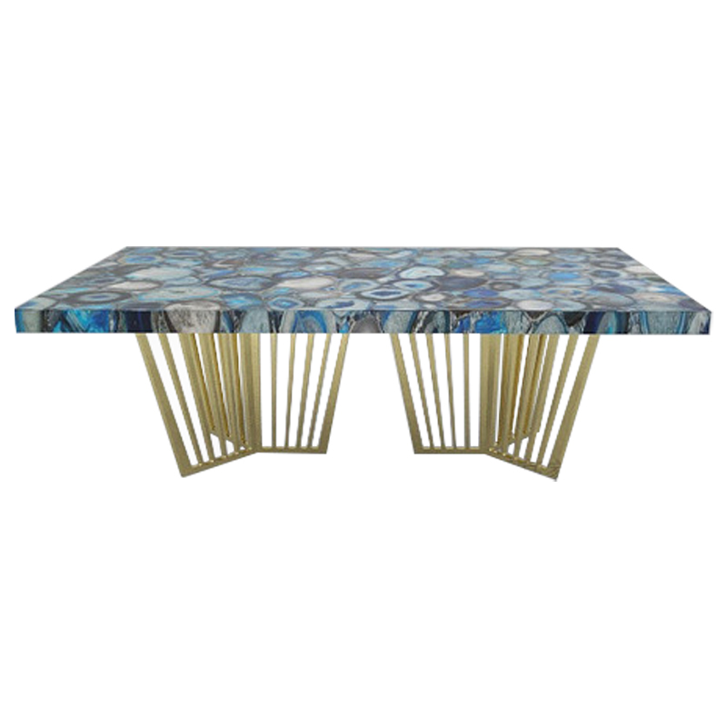 Обеденный стол Agate Design Blue Dining Table Синий Золотой в Воронеже | Loft Concept 