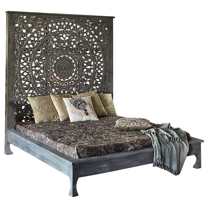 Кровать Indian Antique White Furniture Sarita Bed серый Серый в Воронеже | Loft Concept 