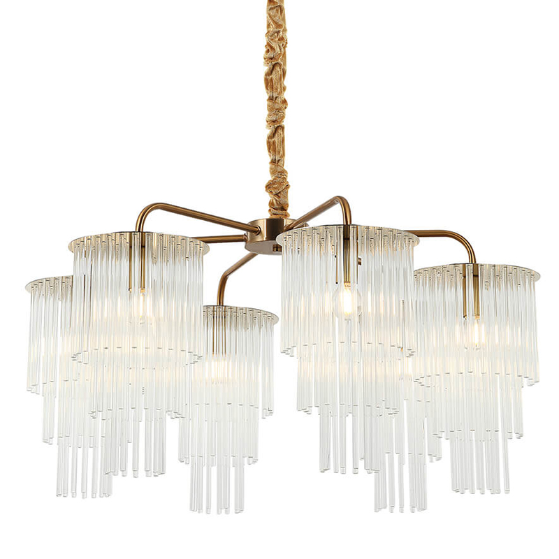 Люстра Harrison Chandelier gold 6 lamp Глянцевое золото Прозрачный в Воронеже | Loft Concept 