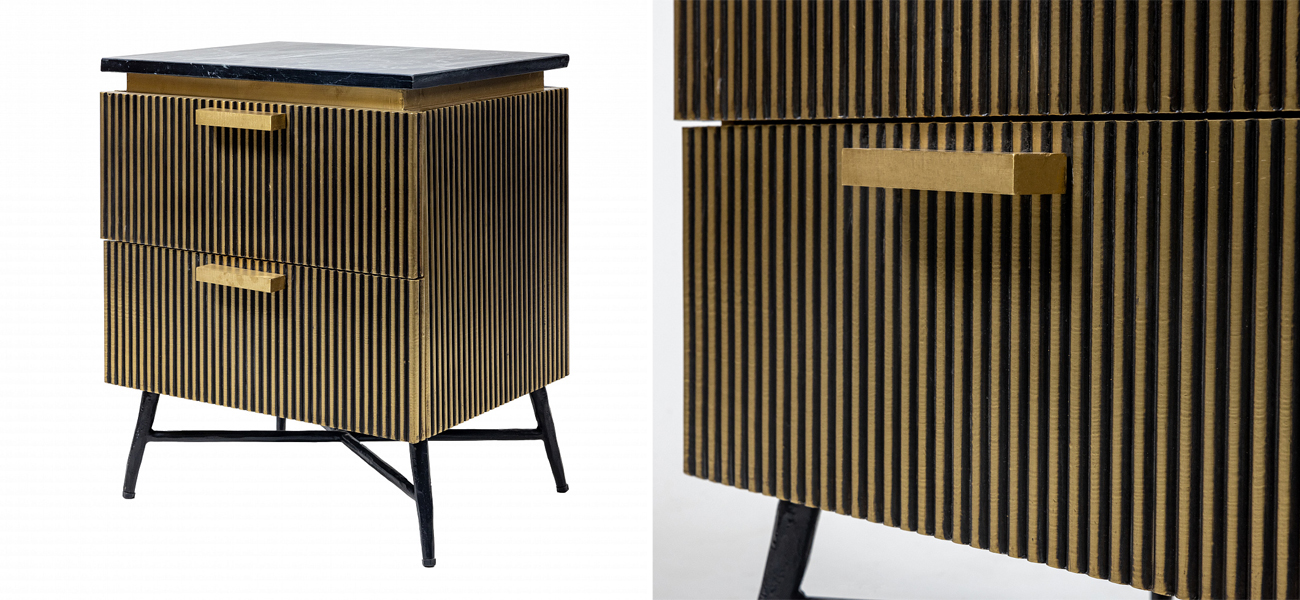 Тумбочка из массива со столешницей из мрамора Nocturne - фото №1