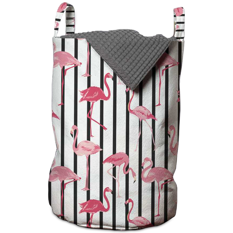 Корзина Flamingo Stripes Basket Черно-белый Розовый пастельный в Воронеже | Loft Concept 