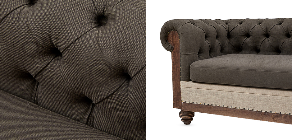 Диван Deconstructed Chesterfield Sofa triple Linen Brown - Loft-Concept в Воронеже