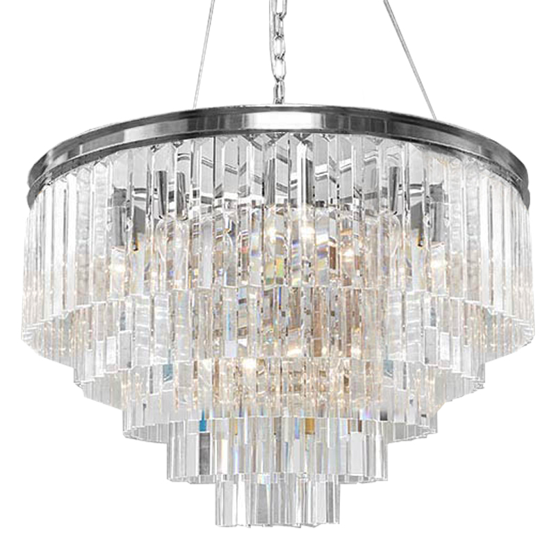 Люстра RH Odeon Chandelier Five Silver 80 Прозрачное Стекло Серебряный в Воронеже | Loft Concept 