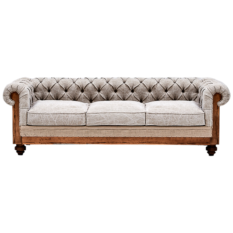 Диван Deconstructed Chesterfield Sofa Triple Gray Серый Бежевый Коричневый в Воронеже | Loft Concept 