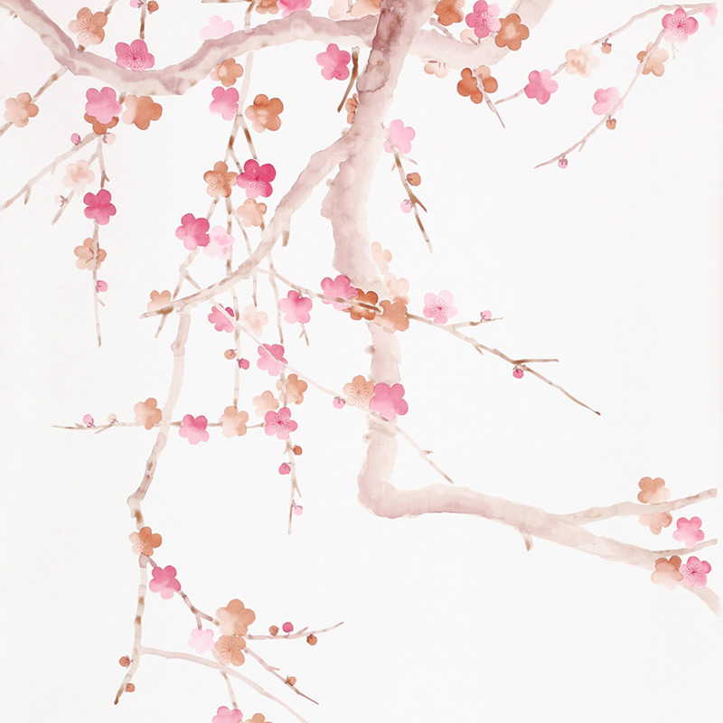 Обои ручная роспись Plum Blossom Bleached on Bleached White dyed silk  в Воронеже | Loft Concept 