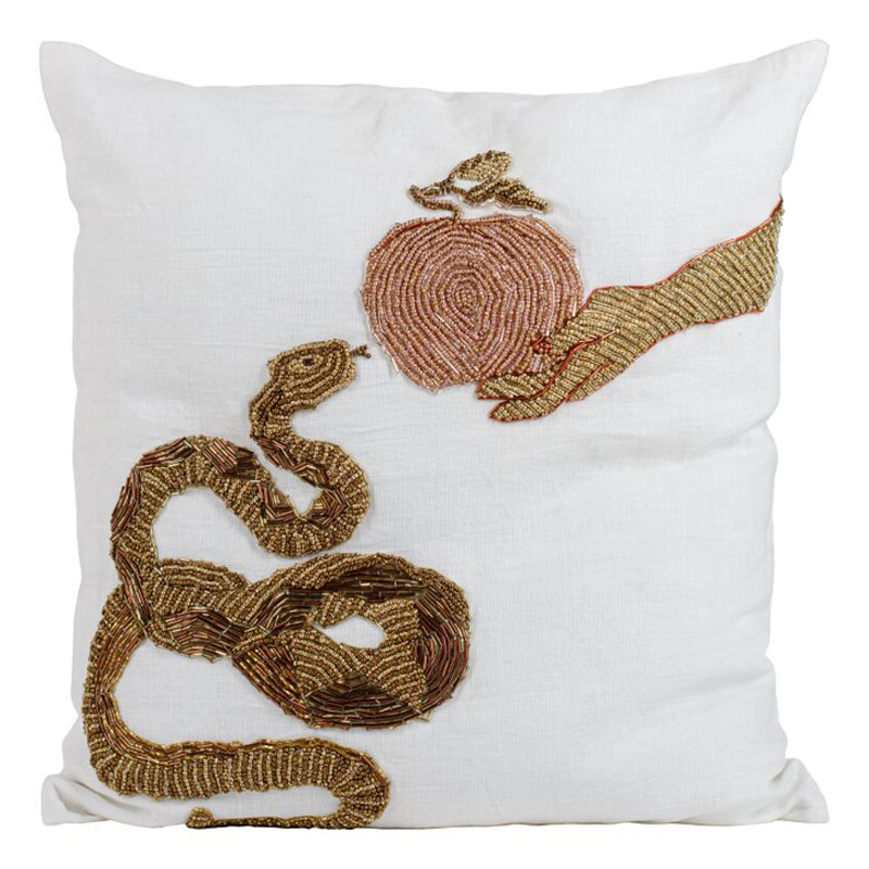Подушка с вышивкой из бисера Snake with Apple Мульти Подушка с вышивкой из бисера Snake with Apple Мульти в Воронеже | Loft Concept