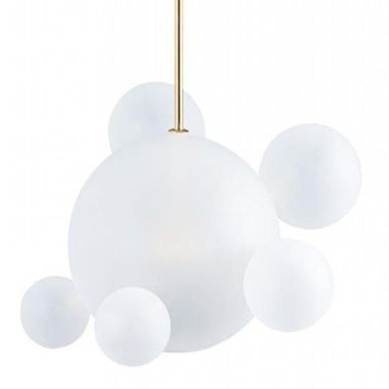 Светильник Giopato & Coombes Bollr Pendant 6 BUBBLE LAMP матовое белое стекло Белый Золотой в Воронеже | Loft Concept 