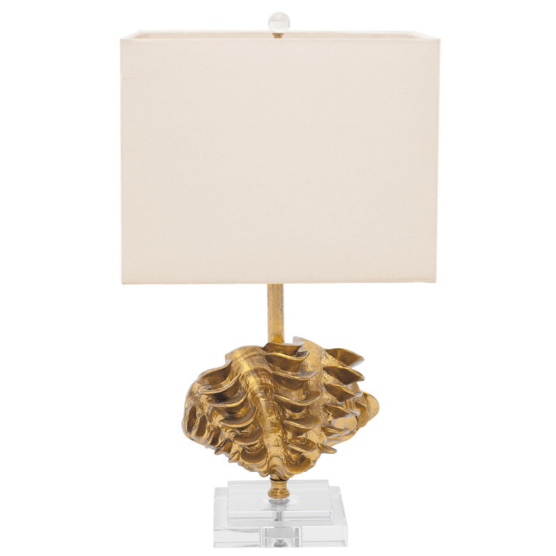 Настольная лампа Golden Shell Table Lamp с абажуром Белый Золотой Прозрачный Бежевый в Воронеже | Loft Concept 