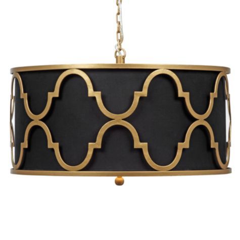 Люстра Black Shade Gold Quatrefoil Overlay Drum Pendant Черный в Воронеже | Loft Concept 