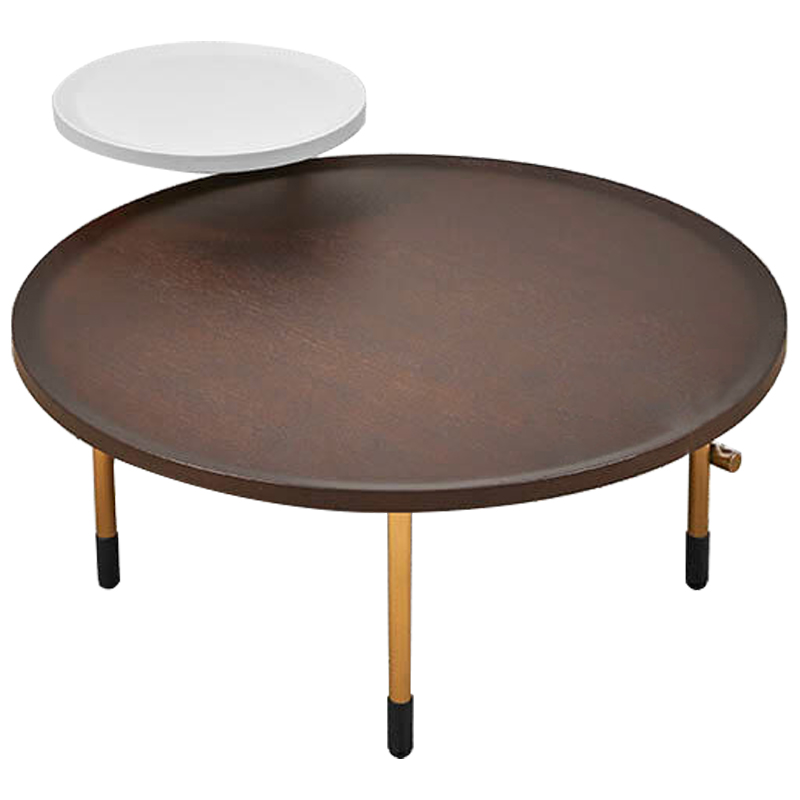 Кофейный стол Alastair Double Round Table Золотой Коричневый Белый в Воронеже | Loft Concept 