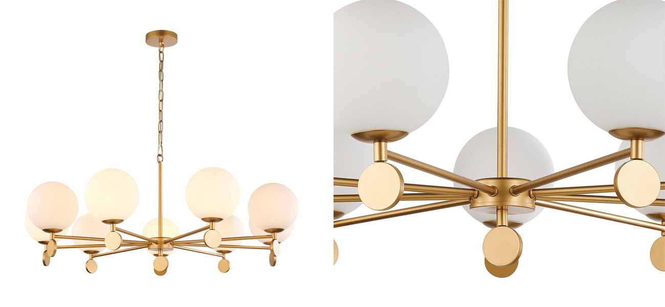 Люстра с белыми круглыми плафонами Glowing Clouds 9 ламп - фото