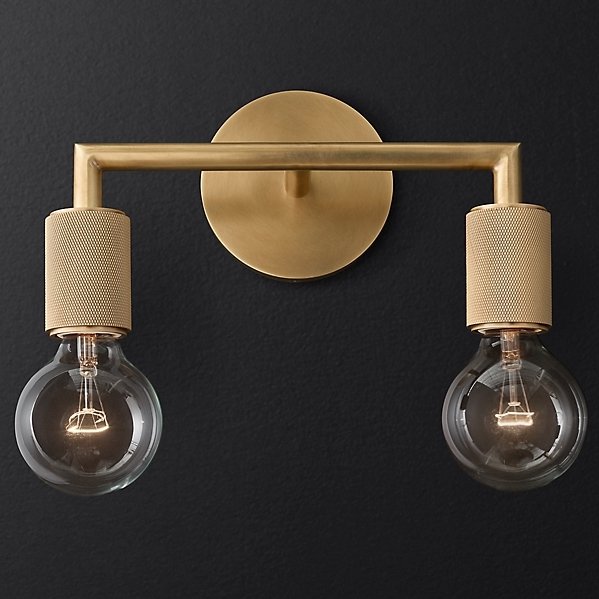 Бра RH Utilitaire Double Sconce Brass Латунь в Воронеже | Loft Concept 