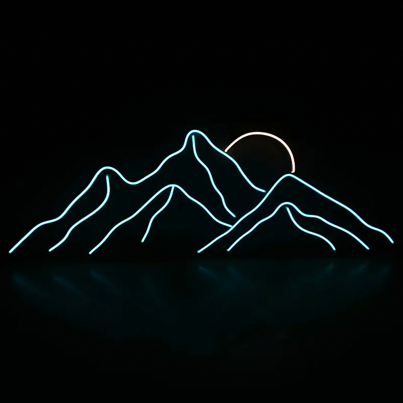 Неоновая настенная лампа Mountains Neon Wall Lamp Прозрачный Бирюзовый Оранжевый в Воронеже | Loft Concept 