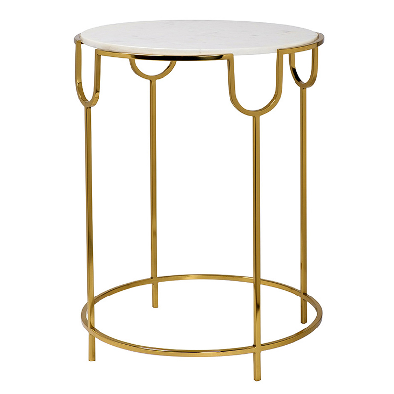 Приставной стол Bettina Side Table Глянцевое золото Белый Мрамор Bianco в Воронеже | Loft Concept 