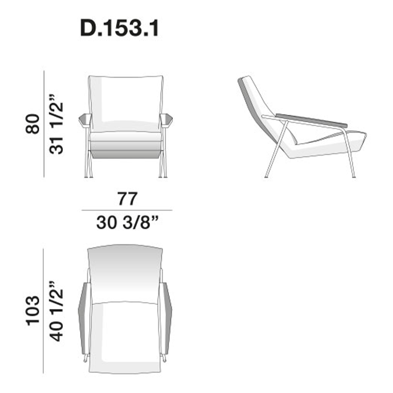 Дизайнерское кресло с подлокотниками Gio Ponti D.153.1 Armchair в Воронеже