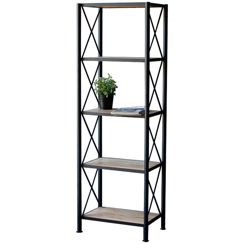 Стеллаж Pheobe Industrial Metal Rust Rack Черный Древесина в Воронеже | Loft Concept 