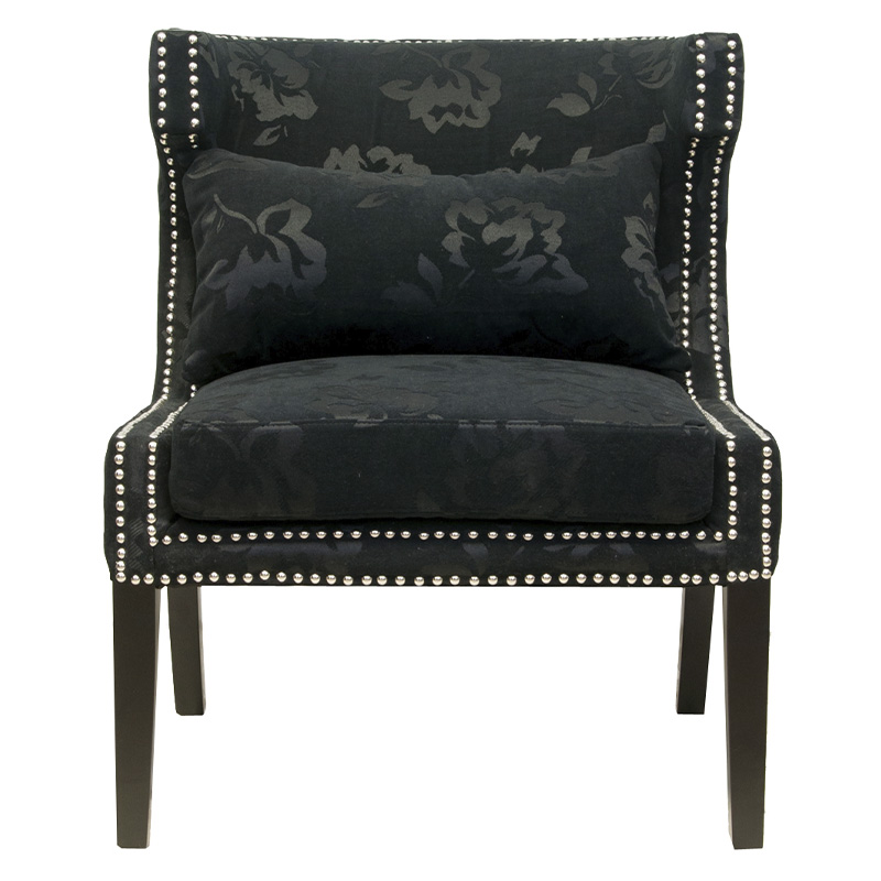 Полукресло с мягкой обивкой из жаккарда на 4-х ножках из массива березы Baroque Armchair black Черный в Воронеже | Loft Concept 