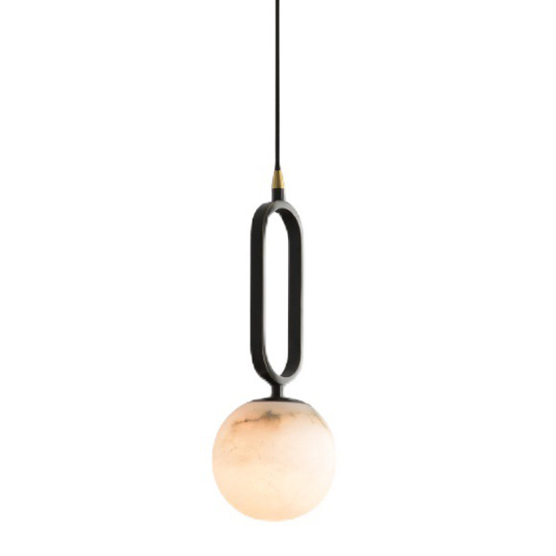 Подвесной светильник Reine Marble Hanging Lamp Черный Белый Мрамор Bianco Латунь в Воронеже | Loft Concept 