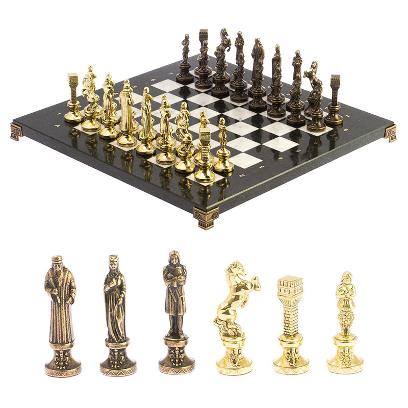 Шахматы Ренессанс из бронзы с доской из натуральных камней Decorative Thematic Chess Золотой Бронза Черный Белый Шахматы Ренессанс из бронзы с доской из натуральных камней Decorative Thematic Chess Золотой Бронза Черный Белый в Воронеже | Loft Concept