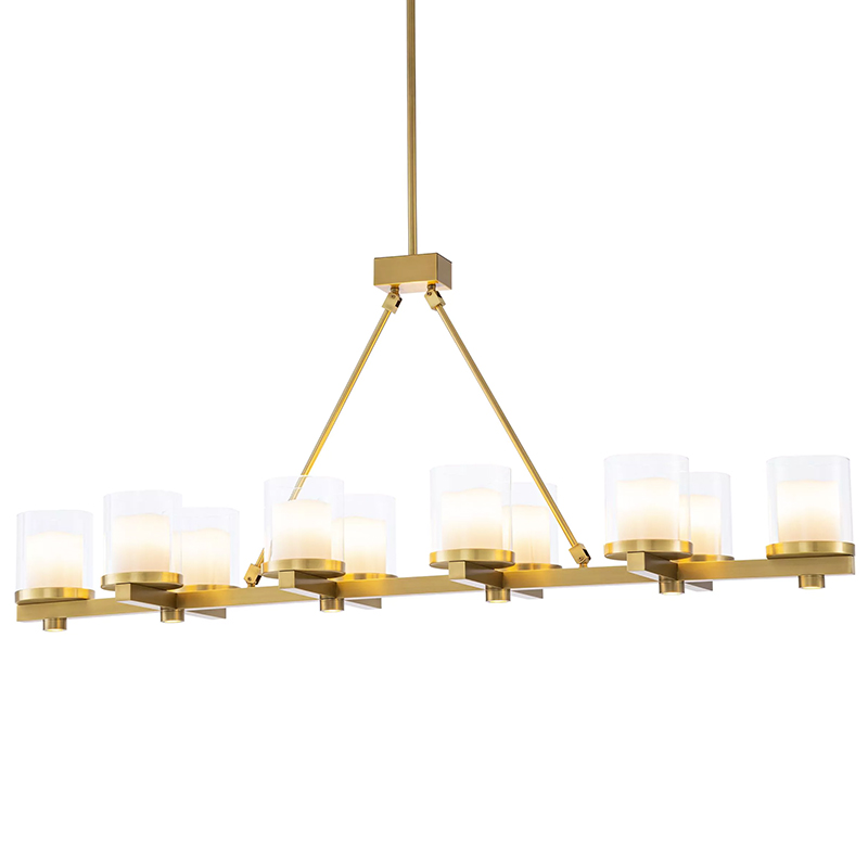 Люстра Eichholtz Chandelier Donovan Brass Латунь Белый Прозрачное Стекло в Воронеже | Loft Concept 