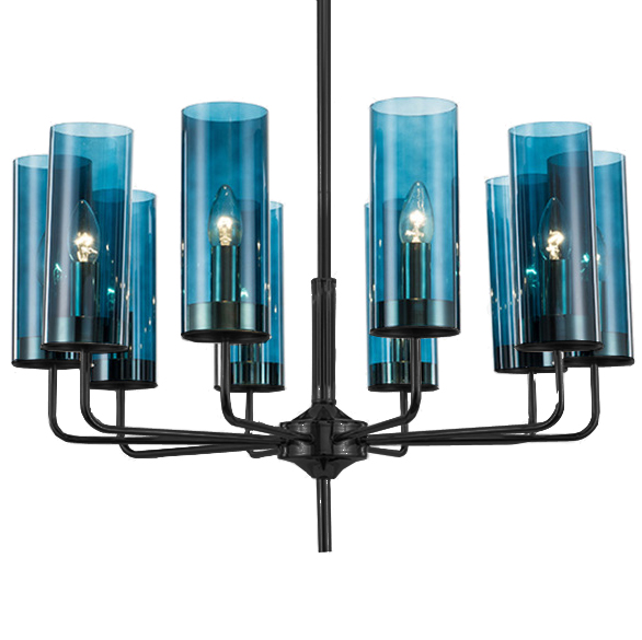 Люстра Black & Blue Glass Tube Chandelier 10 Графитовый Сапфир (Sapphire) в Воронеже | Loft Concept 