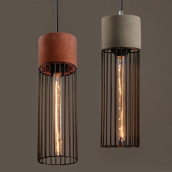 Подвесной светильник Cement Droplight Pendant Light cylinder Серый Красный Черный в Воронеже | Loft Concept 