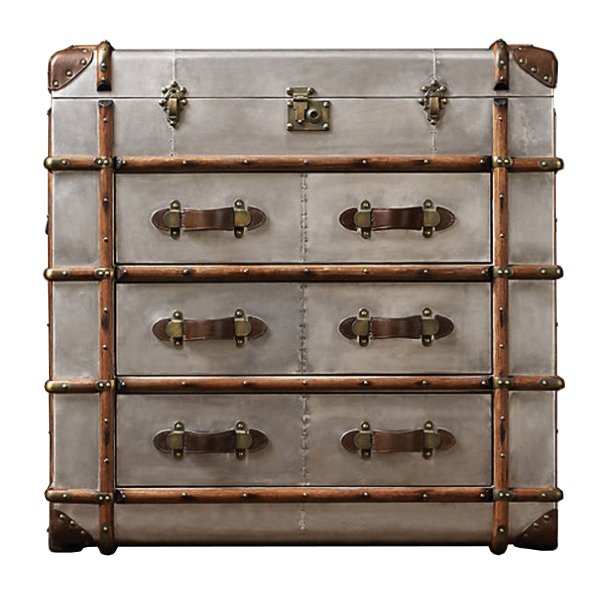 Комод в стиле Лофт RH Richards Polished Aluminum Trunks Chest Алюминий Коричневый винтаж в Воронеже | Loft Concept 