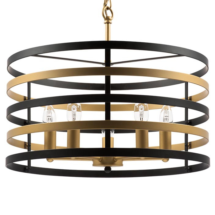 Люстра Gold Stripes Chandelier 5 Черный Золотой в Воронеже | Loft Concept 