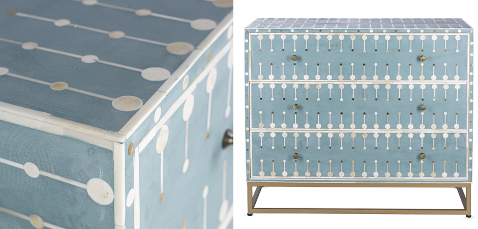 Комод голубой кость BONE INLAY 3 DRAWER Комод голубой кость BONE INLAY 3 DRAWER - Loft-Concept в Воронеже