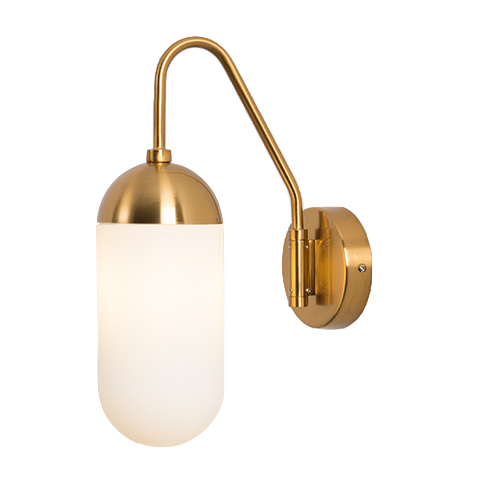 Бра Pelle Sconce short Gooseneck Clear Shade Латунь Белый в Воронеже | Loft Concept 